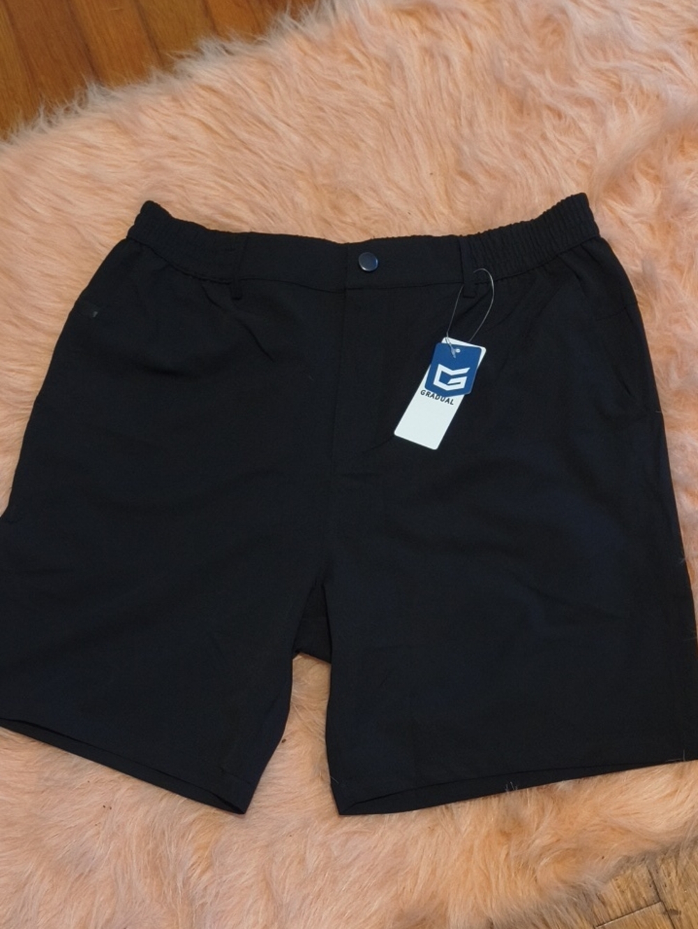 Ladies Gradual Black Casual Shorts with Elastic Waist